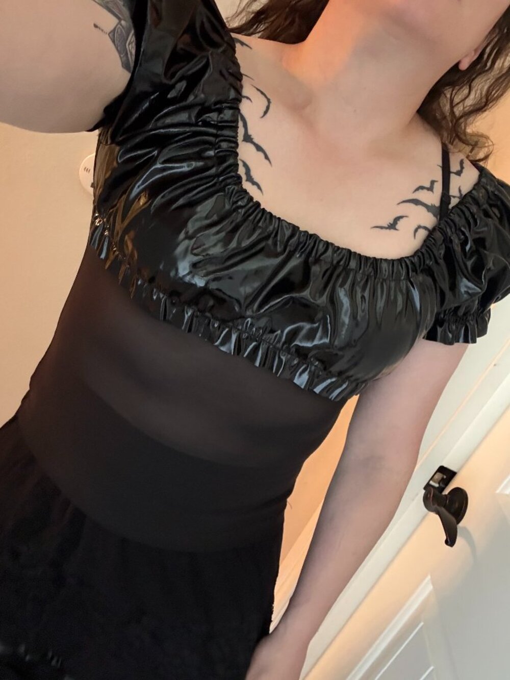 NWOT unknown Brand Ebay PVC/Mesh 'goth lolita' top XXL